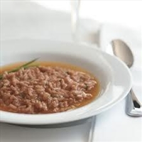 Truffled Red Wine Risotto with Parmesan Broth