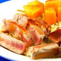 Tuna, Grilled Steaks with Fresh Fruit