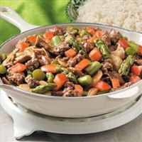Asparagus Mushroom Beef Stir-Fry 
