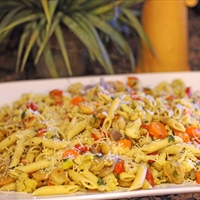 Penne Pasta with Roasted Vegetables and Shrimp