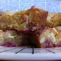 White Chocolate, Raspberry and Macademia Blondie