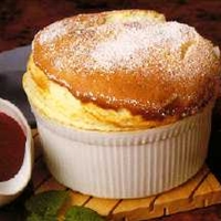 White Chocolate Soufflé with Raspberry Coulis