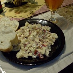 Chicken and Bowtie Pasta with Asiago Cream Sauce