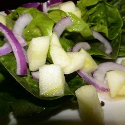Hearts of Romaine Salad with Apple, Red Onion and Cider Vinaigrette