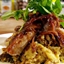Bubble and squeak with sausage in onion gravy Bubble and squeak with sausage in onion gravy